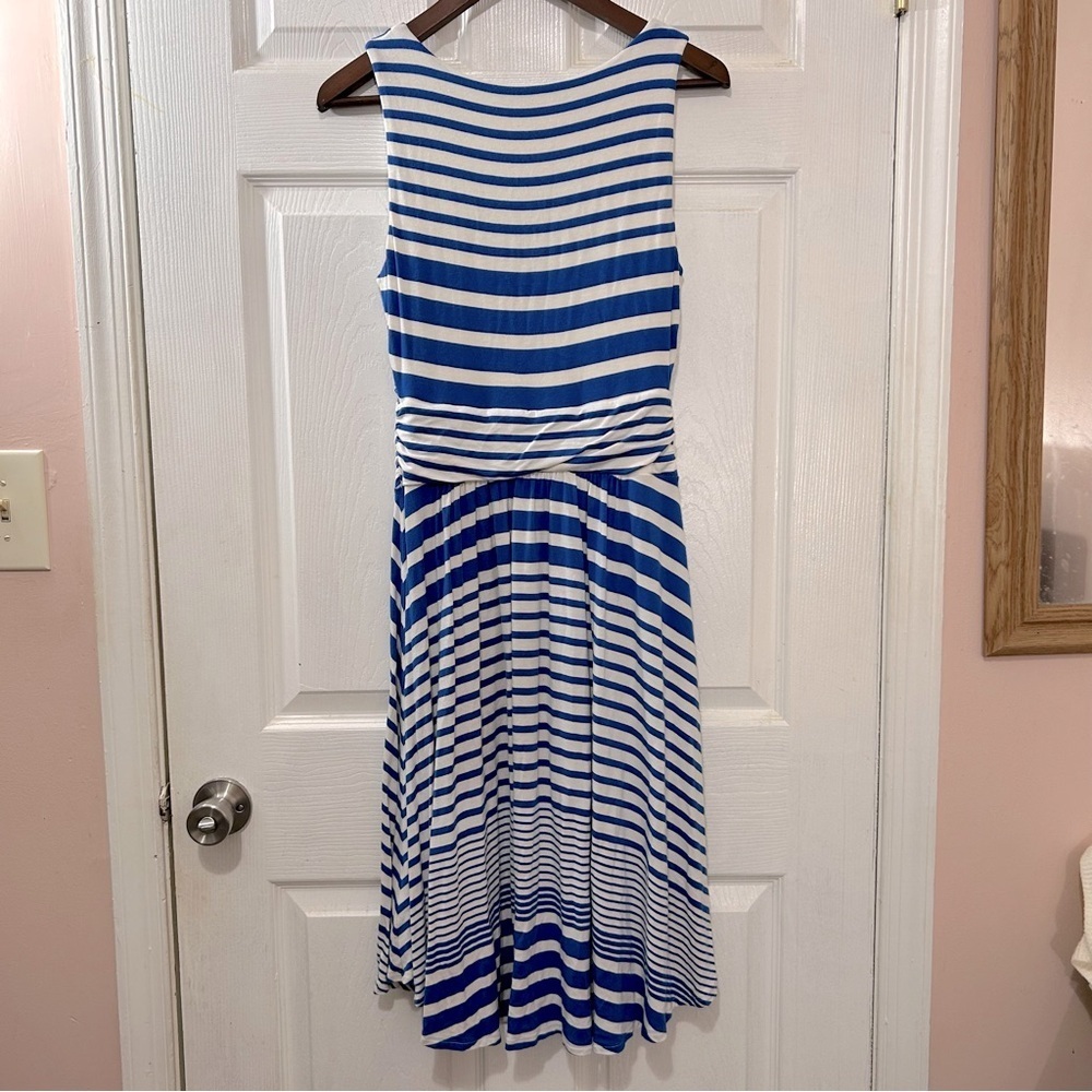 Maeve by Anthropologie Sleeveless Dress Kythira Striped Blue White Sz Medium - Picture 2 of 8